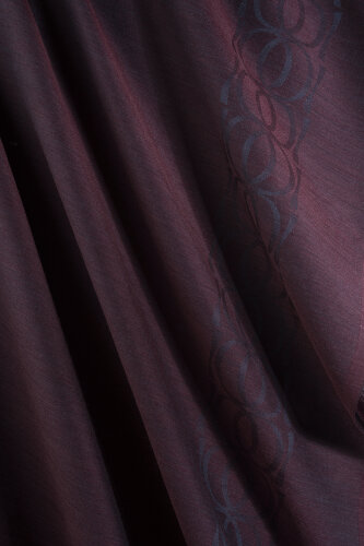 Border Bambunoor Burgundy-Navy Wool Silk Scarf - 4