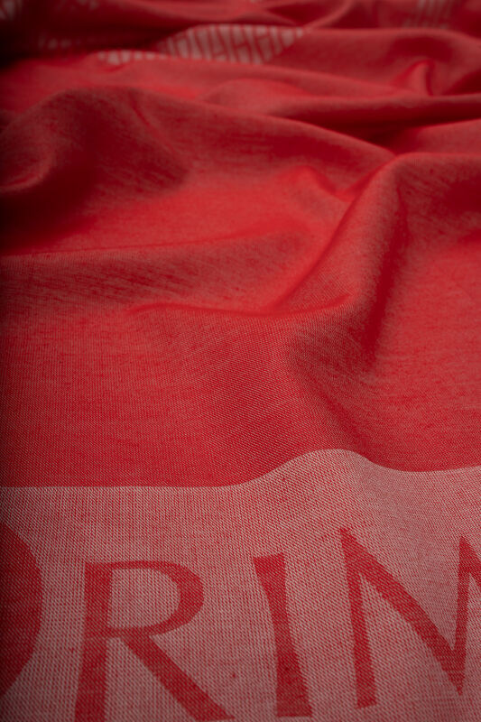 Border Cotton Silk Shawl Red - 2