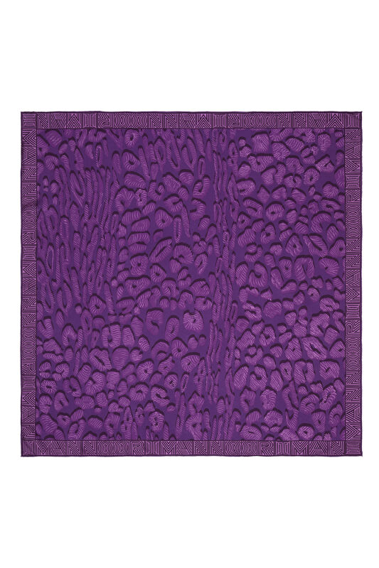 Border Leopard Silk Scarf Purple - 2