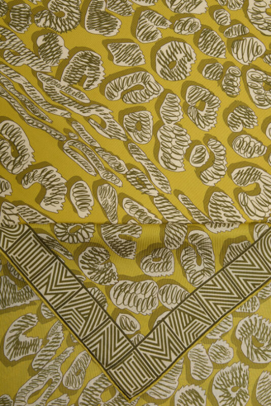 Border Leopard Silk Scarf Yellow - 4