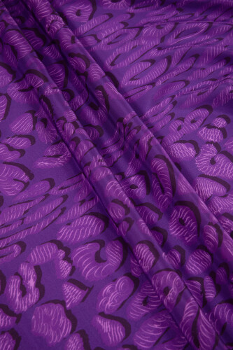 Border Leopard Silk Shawl Purple - 4