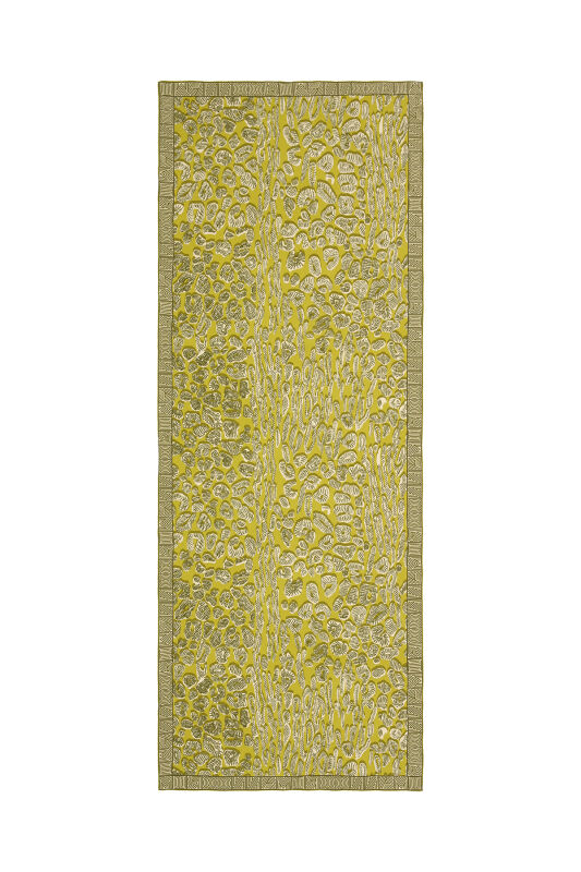 Border Leopard Silk Shawl Yellow - 2