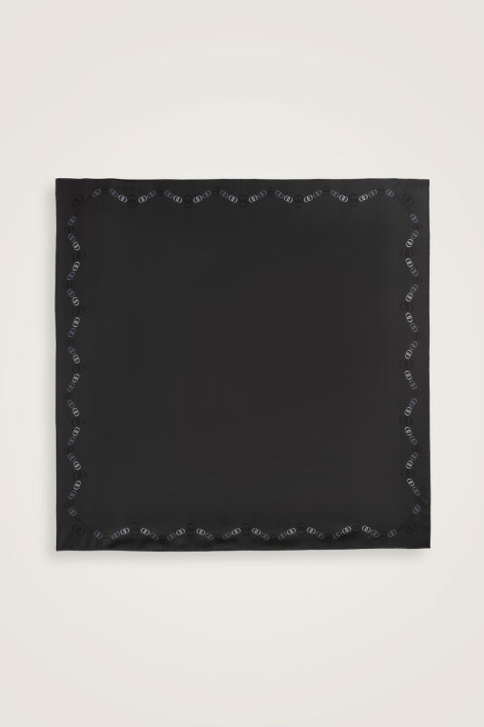 Border Noor Black-Grey Double-Sided Twill Silk Scarf - 1