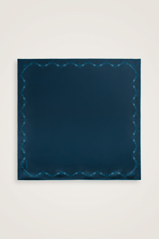 Border Noor Black-Petrol Double-Sided Twill Silk Scarf - 1