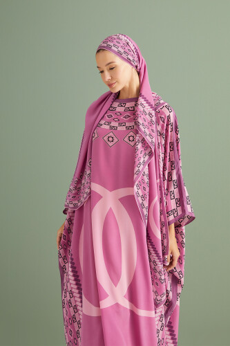 Border Noor Silk Caftan Lilac 