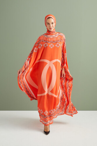 Border Noor Silk Caftan Orange 