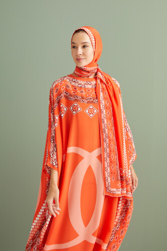 Border Noor Silk Caftan Orange - 3