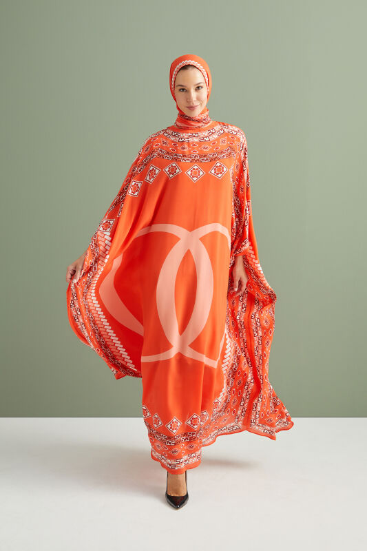 Border Noor Silk Caftan Orange - 1