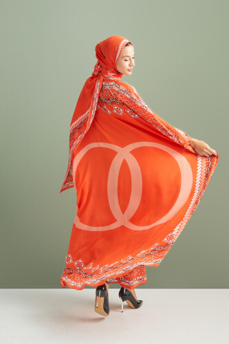 Border Noor Silk Caftan Orange - 2