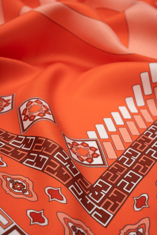 Border Noor Silk Scarf Orange - 2