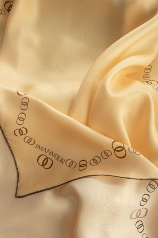 Border Noor White-Cream Double-Sided Twill Silk Scarf - 2