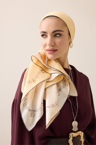 Border Noor White-Cream Double-Sided Twill Silk Scarf - 5