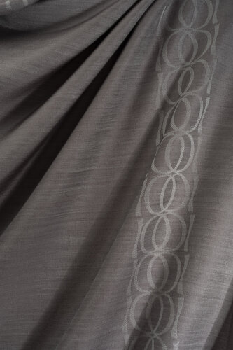 Bordered Bamboonoor Grey Wool Silk Scarf - 4