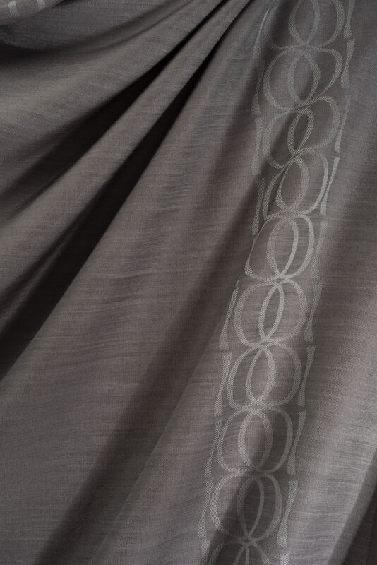 Bordered Bamboonoor Grey Wool Silk Scarf - 4