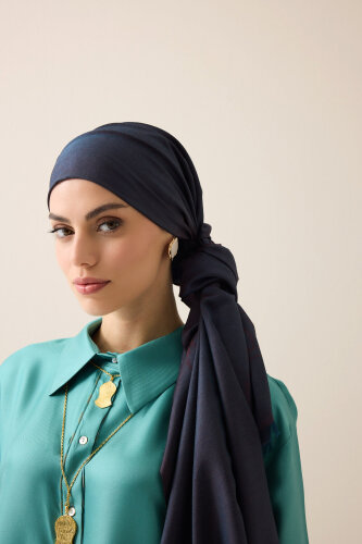 Bordür Bambunoor Bordo-Lacivert Yün İpek Şal 70x200 - Imannoor (1)