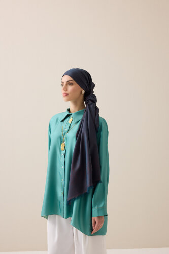 Bordür Bambunoor Bordo-Lacivert Yün İpek Şal 70x200 - Imannoor (3)