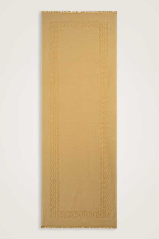 Bordür Bambunoor Camel Yün İpek Şal 70x200 - 2