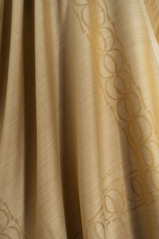 Bordür Bambunoor Camel Yün İpek Şal 70x200 - 4