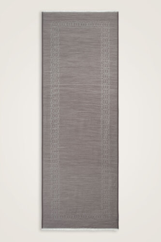 Bordür Bambunoor Gri Yün İpek Şal 70x200 - Imannoor (1)