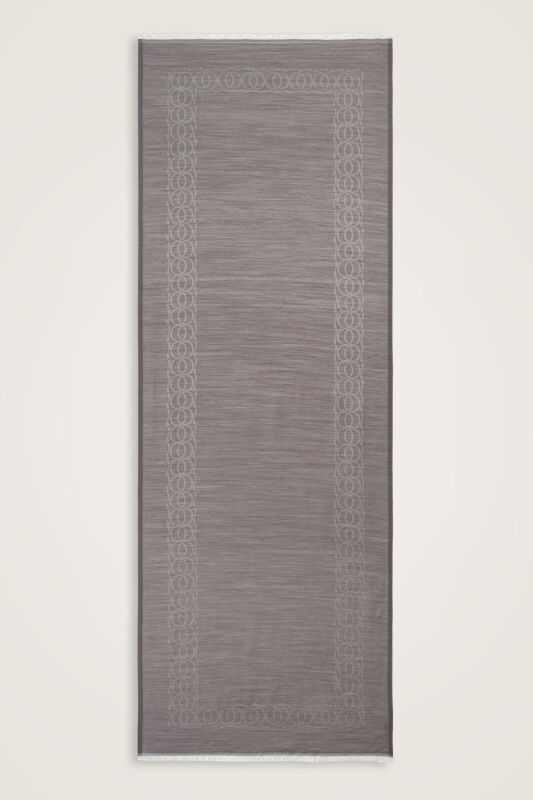 Bordür Bambunoor Gri Yün İpek Şal 70x200 - 2