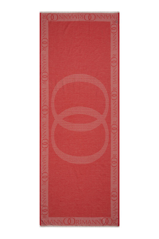 Bordür Kırmızı Pamuk İpek Şal 80x210 - 1