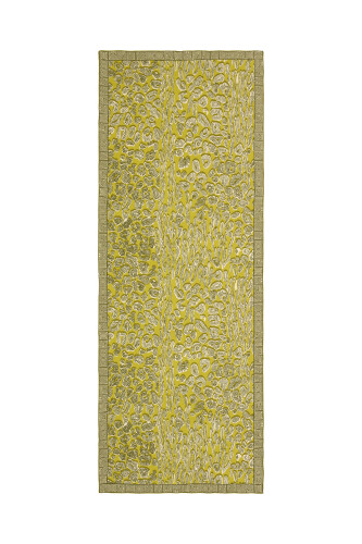 Bordür Leopar Sarı Krep İpek Şal 80x210 - 2