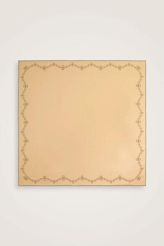 Bordür Noor Beyaz-Krem Çift Taraflı Twill İpek Eşarp 94x94 - 1