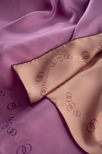 Bordür Noor Pembe-Açık Mercan Çift Taraflı Twill İpek Eşarp 94x94 - Imannoor (2)