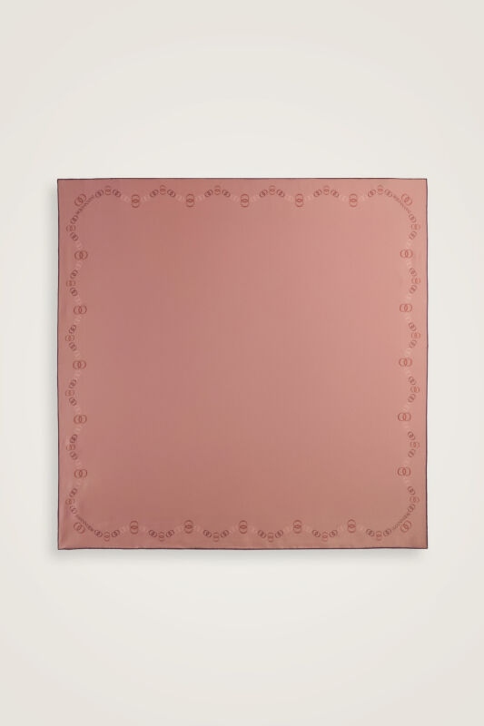 Bordür Noor Pembe-Açık Mercan Çift Taraflı Twill İpek Eşarp 94x94 - 3