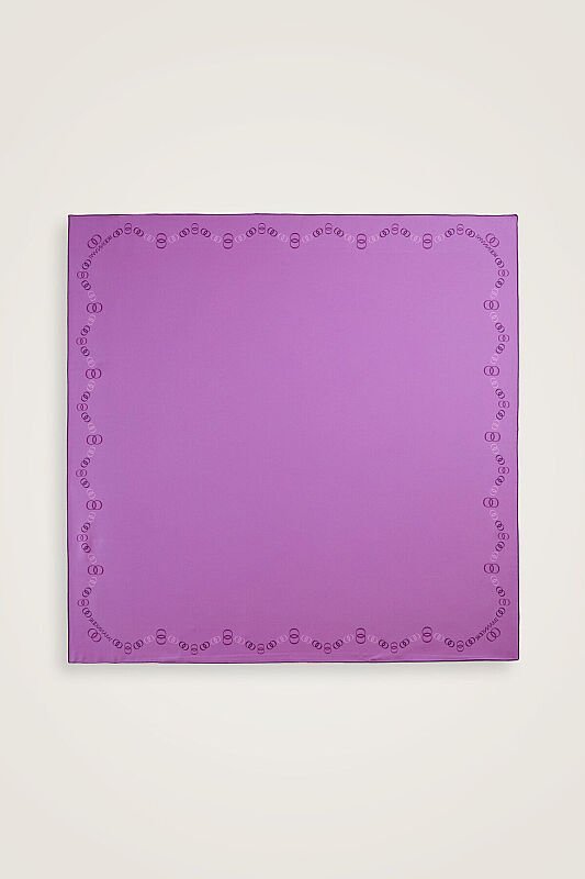 Bordür Noor Pembe-Açık Mercan Çift Taraflı Twill İpek Eşarp 94x94 - 2