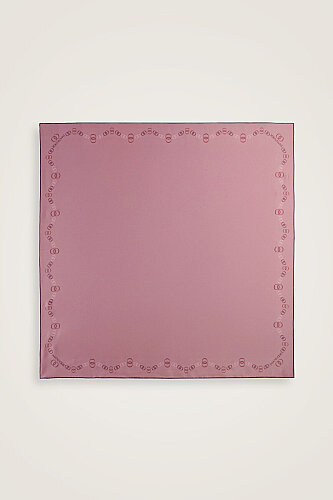 Bordür Noor Pembe-Açık Mercan Çift Taraflı Twill İpek Eşarp 94x94 - 6