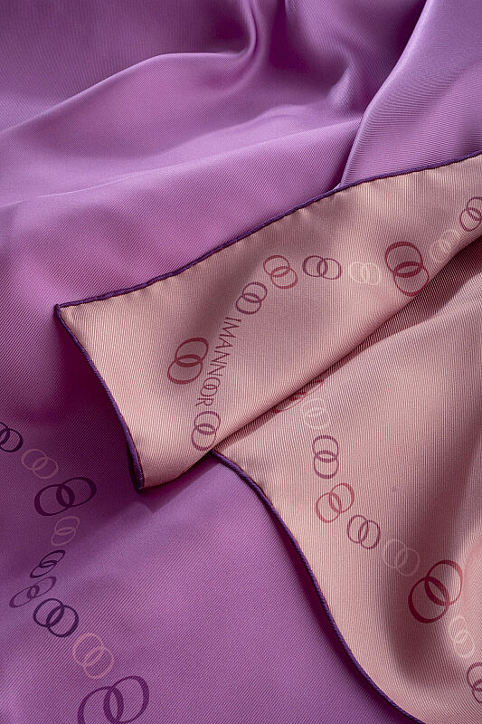 Bordür Noor Pembe-Açık Mercan Çift Taraflı Twill İpek Eşarp 94x94 - 4