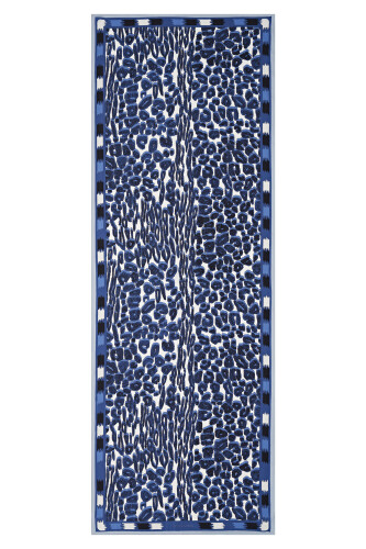 Bordür Panter Mavi Floş Viskon Şal 70x200 - 2