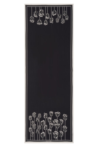 Bosphorus Tulip Flosh Viscose Shawl Black - 2