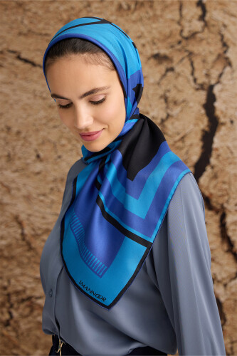 Box Box Silk Scarf Blue 