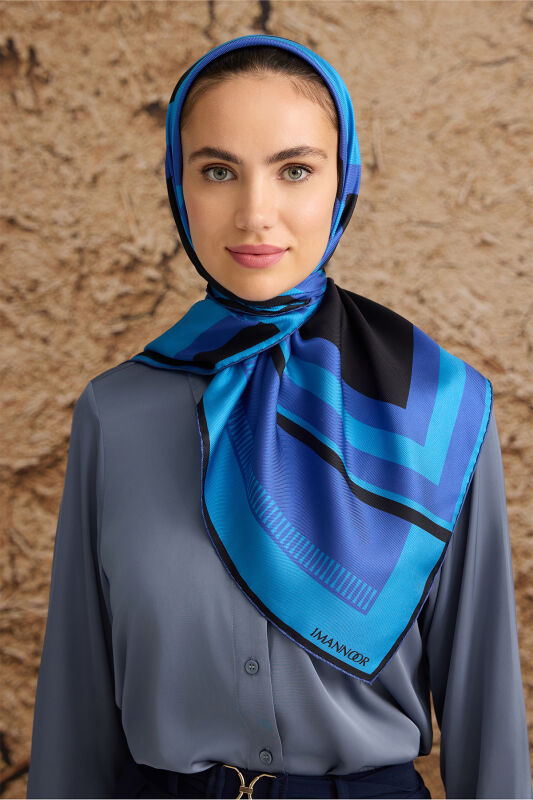 Box Box Silk Scarf Blue - 3