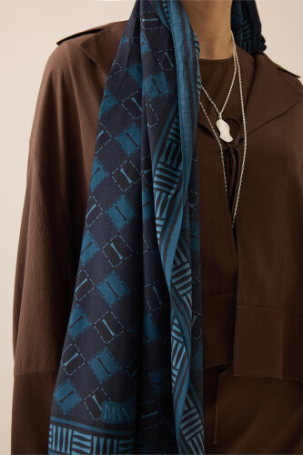 Brand I Night Blue Cotton Floss Scarf - 6