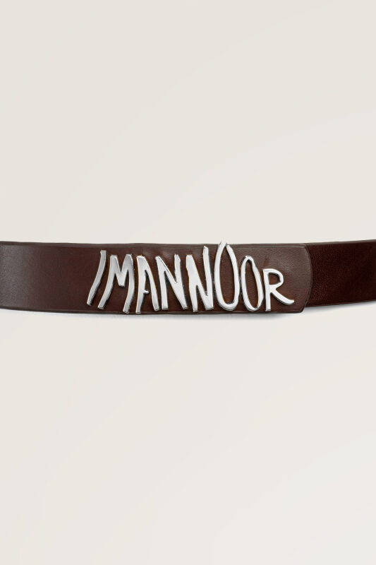 Brown Leather Belt with Silver Accessories - 3