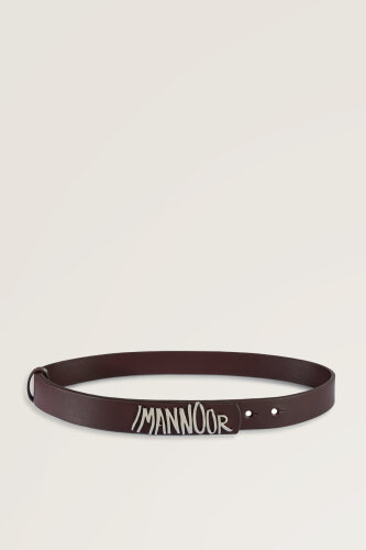 Brown Leather Belt with Silver Accessories - Imannoor