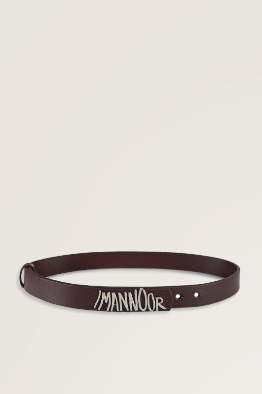 Brown Leather Belt with Silver Accessories - 1