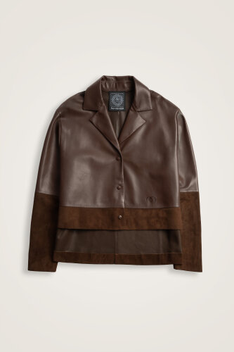 Brown Short Leather Jacket - Imannoor