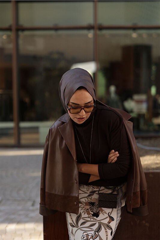 Brown Short Leather Jacket - 1