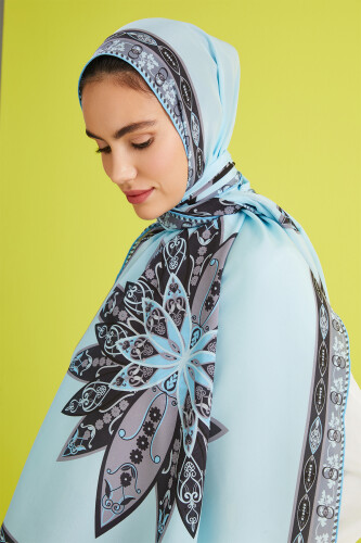 Bud Silk Shawl Light Blue - 1