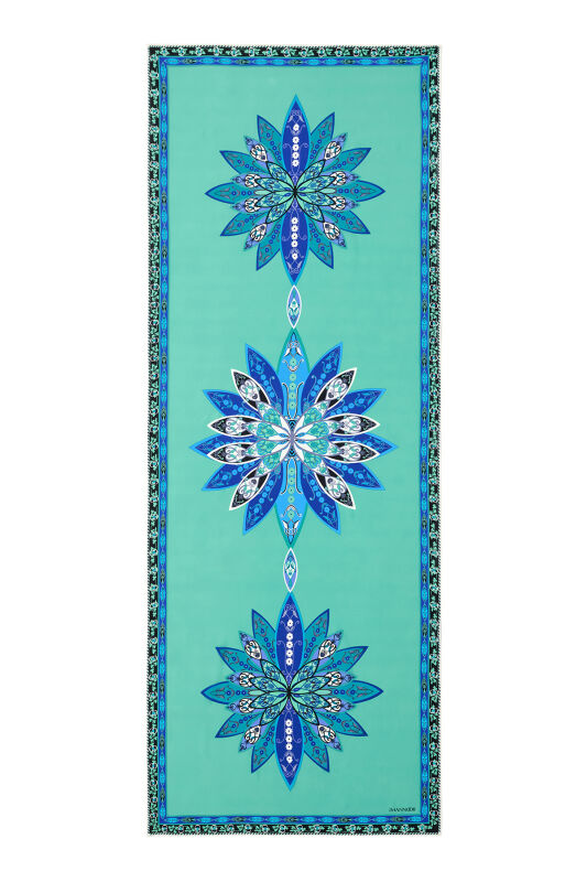 Bud Silk Shawl Turquoise - 1