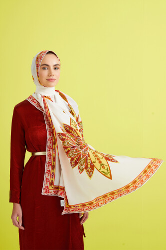 Bud Silk Shawl White 