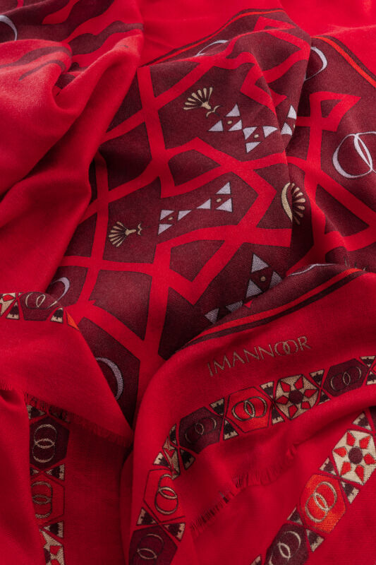 Buhara Bordo Kaşmir İpek Şal 100x200 - 2