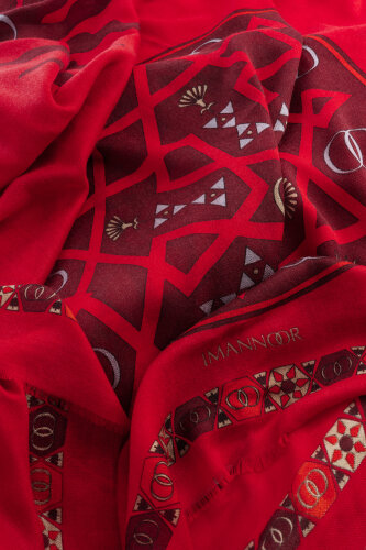 Buhara Bordo Kaşmir İpek Şal 100x200 - Imannoor (1)