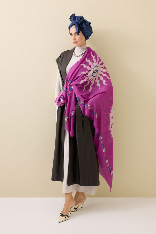 Buhara Cashmere Silk Shawl Fuchsia - 5