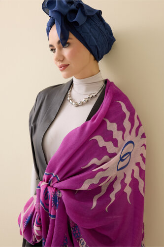 Buhara Cashmere Silk Shawl Fuchsia - 3
