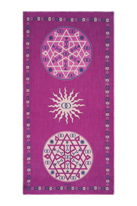 Buhara Cashmere Silk Shawl Fuchsia - 1